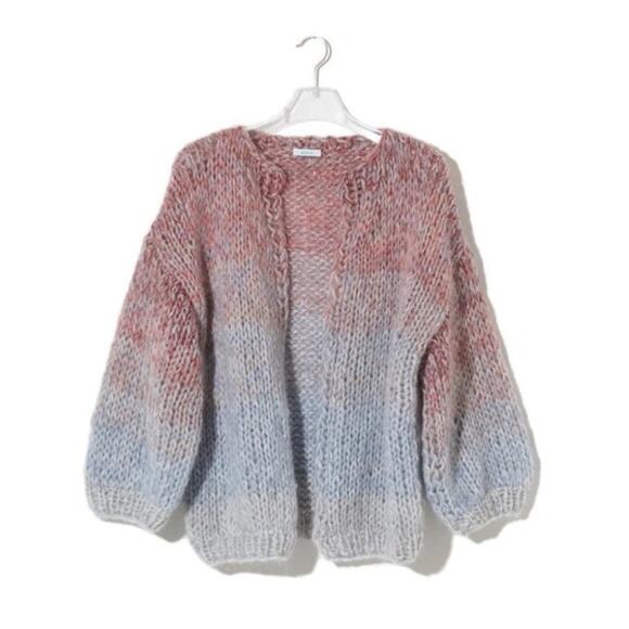 Maiami Mohair Big Open Knit Cardigan Gradient Fade - Picture 3 of 8